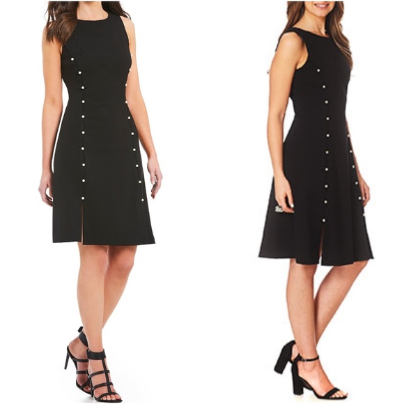 🆕 Calvin Klein Pearl Detail A-Line Dress - Picture 2 of 10